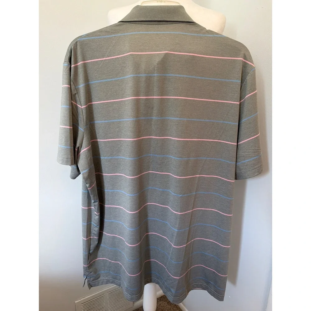 Polo Ralph Lauren Performance Gray Pink Blue Striped Golf Polo Shirt Mens XXL